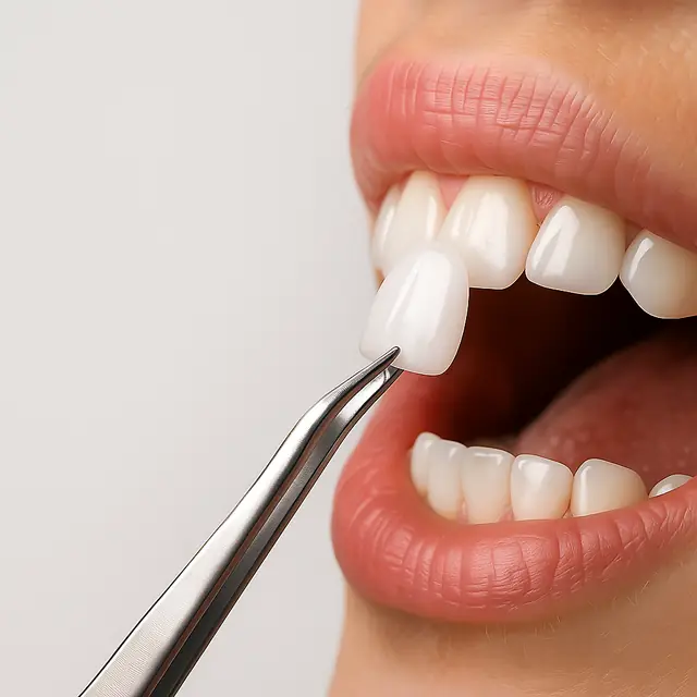 Colocación de una carilla dental de porcelana