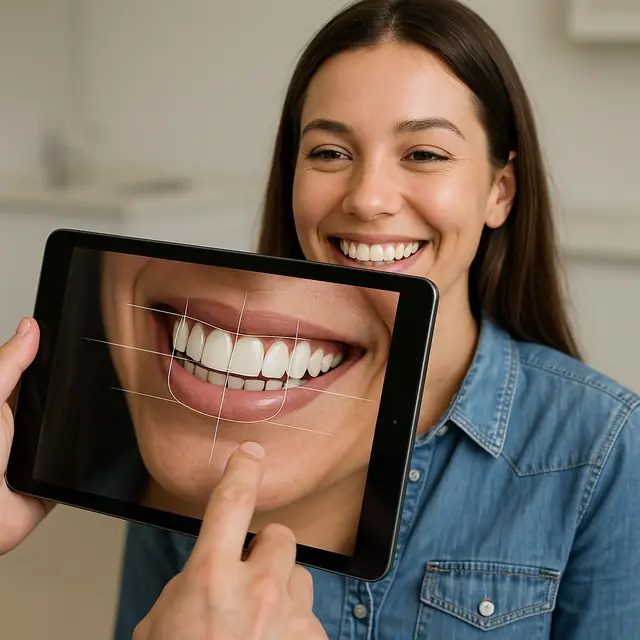 Paciente viendo la simulación de su diseño digital de sonrisa